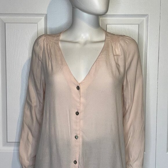 DES PETITS HAUTS women's long sleeve light pink blouse XS - Picture 2 of 2